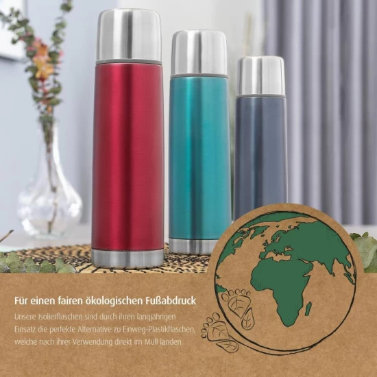 Sticla termos din otel inoxidabil vidat cu capac Colour, 450 ml, gri, Reer 90501 Sticla termos din otel inoxidabil vidat cu capac Colour, 450 ml, gri, Reer 90501