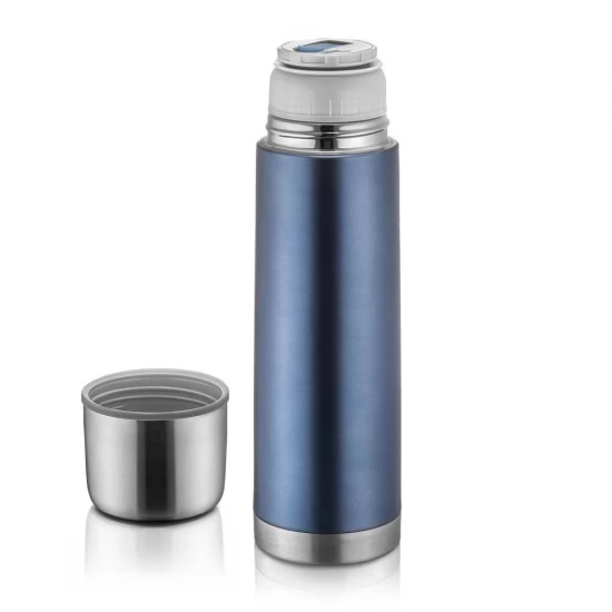 Sticla termos din otel inoxidabil vidat cu capac Colour, 450 ml, gri, Reer 90501 Sticla termos din otel inoxidabil vidat cu capac Colour, 450 ml, gri, Reer 90501