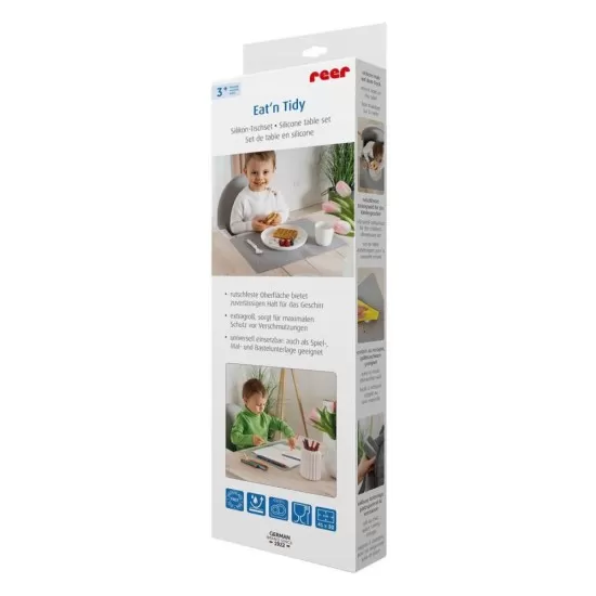 Suport de farfurii, napron, antialunecare pentru bebelusi, din silicon rezistent la caldura, 41.5 x 30 cm, Reer Eat'n Tidy 25021 Suport de farfurii, napron, antialunecare pentru bebelusi, din silicon rezistent la caldura, 41.5 x 30 cm, Reer Eat'n Tidy 25021