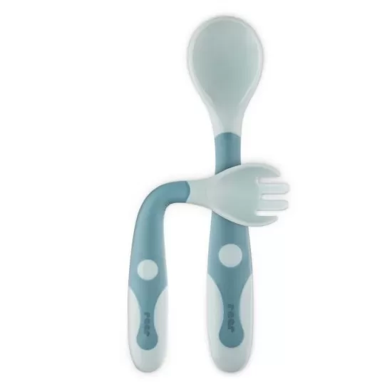 Tacamuri flexibile pentru copii, lingurita si furculita, fara BPA, albastru, 6+ luni, Reer 23033 Tacamuri flexibile pentru copii, lingurita si furculita, fara BPA, albastru, 6+ luni, Reer 23033