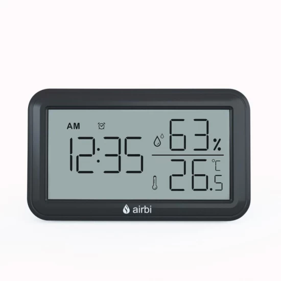 Termometru si higrometru digital de camera, ceas cu alarma, memorie, suport expandabil, negru, AirBi LINE BI1052 Termometru si higrometru digital de camera, ceas cu alarma, memorie, suport expandabil, negru, AirBi LINE BI1052
