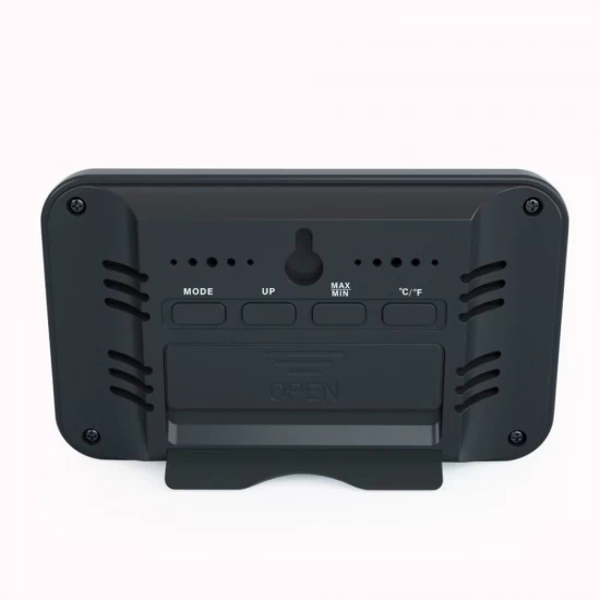 Termometru si higrometru digital de camera, ceas cu alarma, memorie, suport expandabil, negru, AirBi LINE BI1052 Termometru si higrometru digital de camera, ceas cu alarma, memorie, suport expandabil, negru, AirBi LINE BI1052