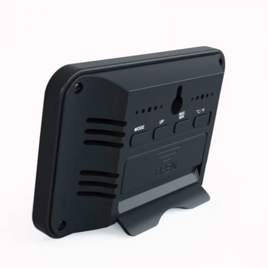 Termometru si higrometru digital de camera, ceas cu alarma, memorie, suport expandabil, negru, AirBi LINE BI1052 Termometru si higrometru digital de camera, ceas cu alarma, memorie, suport expandabil, negru, AirBi LINE BI1052