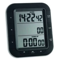 Timer si cronometru digital triplu, cu operare simultana, ceas, memorie, negru, TFA 38.2023