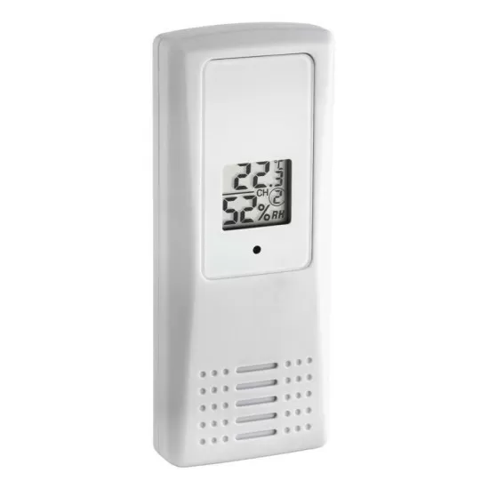 Transmitator wireless digital pentru temperatura si umiditate, afisaj LCD, alb, TFA 30.3208.02 Transmitator wireless digital pentru temperatura si umiditate, afisaj LCD, alb, TFA 30.3208.02
