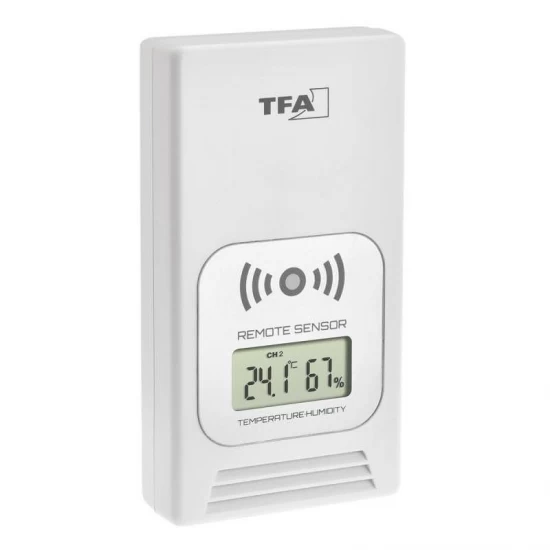 Transmitator wireless digital pentru temperatura si umiditate, afisaj LCD, alb, TFA 30.3241.02 Transmitator wireless digital pentru temperatura si umiditate, afisaj LCD, alb, TFA 30.3241.02