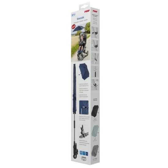 Umbreluta de soare ajustabila cu protectie solara UV 50+ pentru carucior bebelusi Reer ShineSafe Blue Umbreluta de soare ajustabila cu protectie solara UV 50+ pentru carucior bebelusi Reer ShineSafe Blue