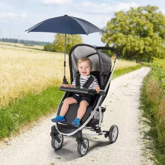 Umbreluta de soare ajustabila cu protectie solara UV 50+ pentru carucior bebelusi Reer ShineSafe Blue Umbreluta de soare ajustabila cu protectie solara UV 50+ pentru carucior bebelusi Reer ShineSafe Blue