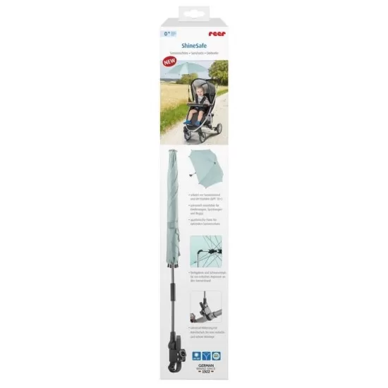 Umbreluta de soare ajustabila cu protectie solara UV 50+ pentru carucior bebelusi Reer ShineSafe Mint