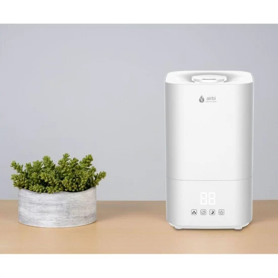 Umidificator cu ultrasunete Airbi Cuboid, afisaj umiditate, temporizator, difuzor aromaterapie, mod nocturn, alb
