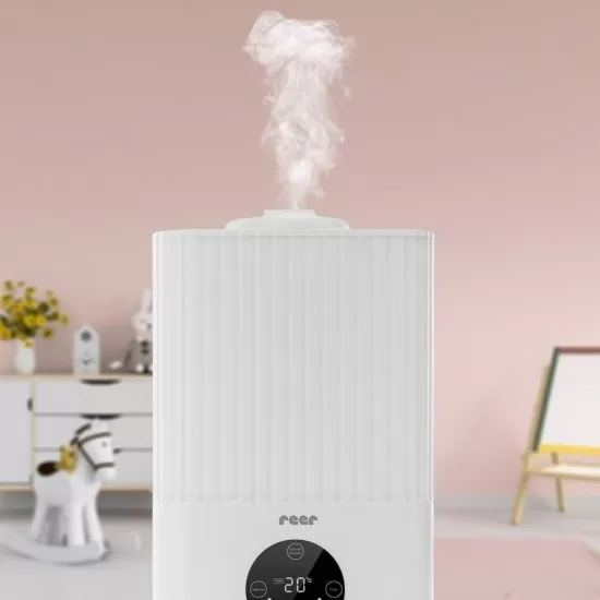 Umidificator ultrasunete cu automatizare si lumina de noapte, telecomanda , afisaj temperatura si umiditate, temporizator, Reer 94060 Umidificator ultrasunete cu automatizare si lumina de noapte, telecomanda , afisaj temperatura si umiditate, temporizator, Reer 94060