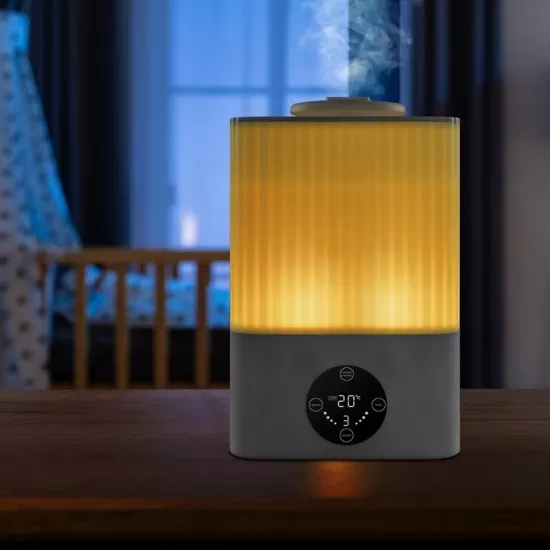 Umidificator ultrasunete cu automatizare si lumina de noapte, telecomanda , afisaj temperatura si umiditate, temporizator, Reer 94060 Umidificator ultrasunete cu automatizare si lumina de noapte, telecomanda , afisaj temperatura si umiditate, temporizator, Reer 94060