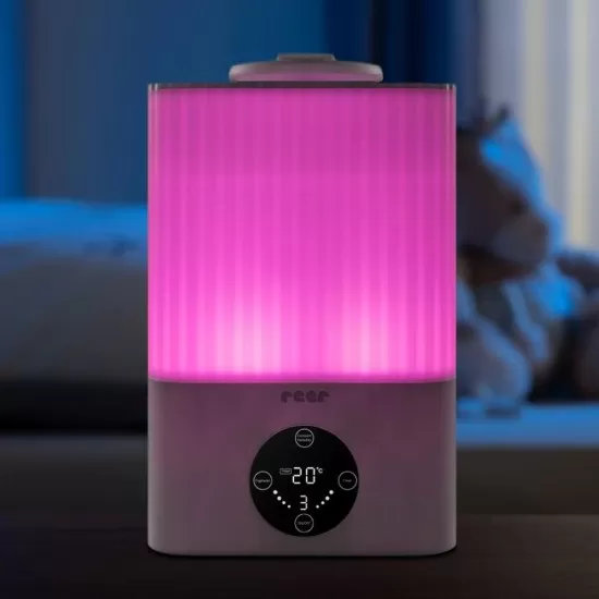 Umidificator ultrasunete cu automatizare si lumina de noapte, telecomanda , afisaj temperatura si umiditate, temporizator, Reer 94060 Umidificator ultrasunete cu automatizare si lumina de noapte, telecomanda , afisaj temperatura si umiditate, temporizator, Reer 94060