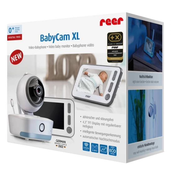 Video monitor digital pentru bebelusi cu camera rotativa si urmarire inteligenta a miscarii Reer BabyCam XL