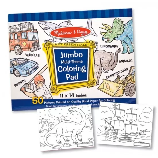 Caiet jumbo cu desene pentru colorat Melissa and Doug Albastru Caiet jumbo cu desene pentru colorat Melissa and Doug Albastru