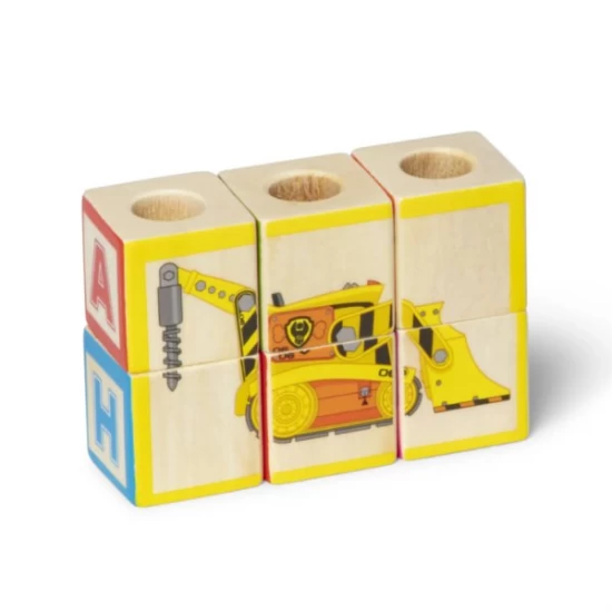 Camion cu remorca, 28 cuburi din lemn cu litere si 3 figurine Patrula Catelusilor Camion cu remorca, 28 cuburi din lemn cu litere si 3 figurine Patrula Catelusilor