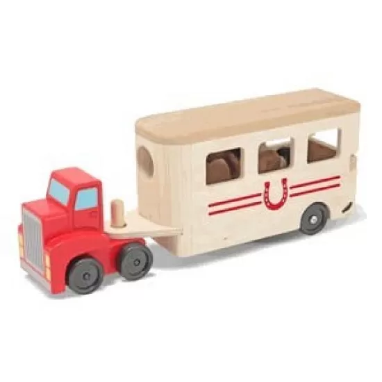 Camion Transportor de Cai cu Remorca Melissa and Doug Camion Transportor de Cai cu Remorca Melissa and Doug
