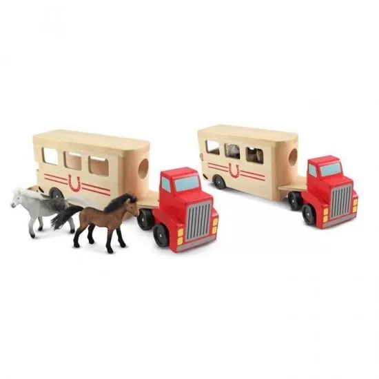 Camion Transportor de Cai cu Remorca Melissa and Doug Camion Transportor de Cai cu Remorca Melissa and Doug