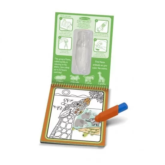 Carnet de colorat cu Apa magica Safari - Melissa and Doug Carnet de colorat cu Apa magica Safari - Melissa and Doug