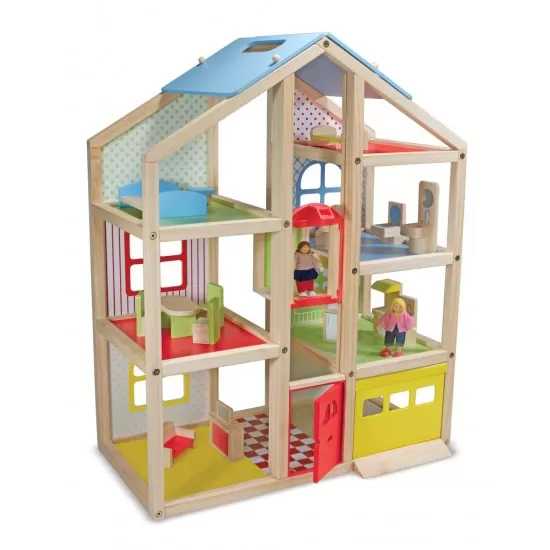 Casuta de papusi din lemn mobilata Melissa and Doug Casuta de papusi din lemn mobilata Melissa and Doug