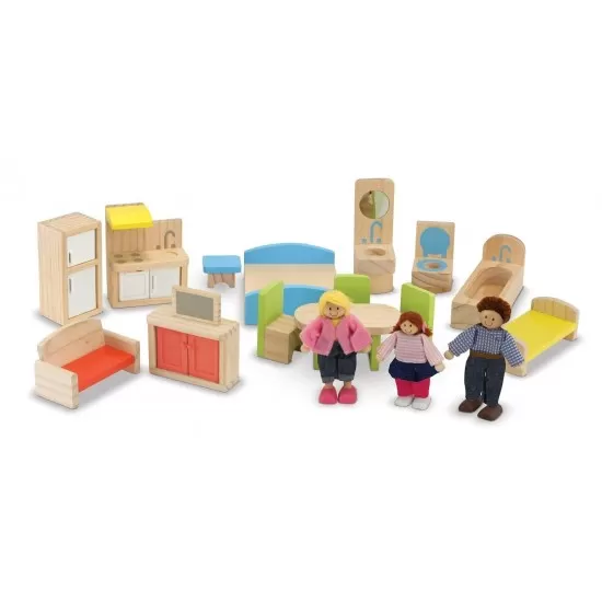 Casuta de papusi din lemn mobilata Melissa and Doug Casuta de papusi din lemn mobilata Melissa and Doug