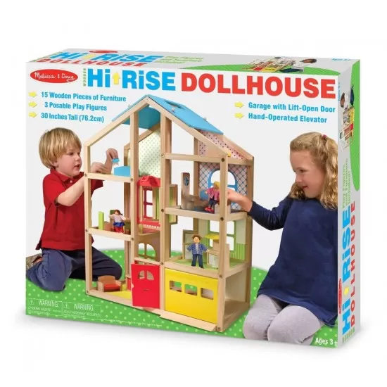 Casuta de papusi din lemn mobilata Melissa and Doug Casuta de papusi din lemn mobilata Melissa and Doug