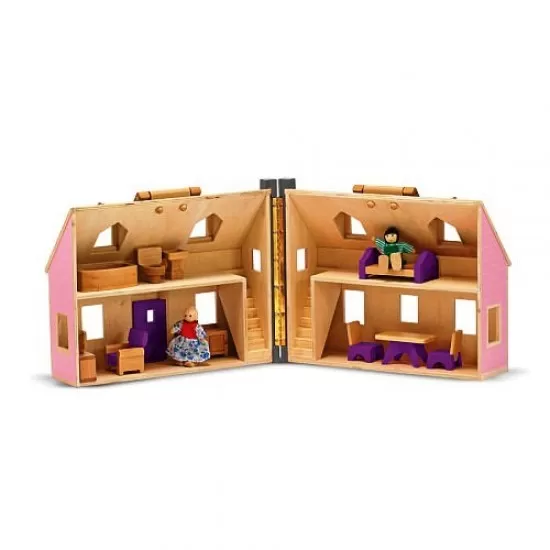 Casuta papusi din lemn pliabila cu accesorii Melissa and Doug Casuta papusi din lemn pliabila cu accesorii Melissa and Doug