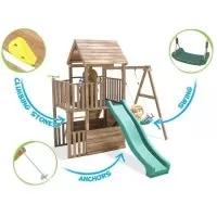 Complex de joaca BalconyFort ™ Single Swing, tobogan verde, Dunster House