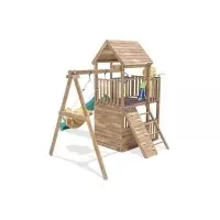 Complex de joaca BalconyFort ™ Single Swing, tobogan verde, Dunster House