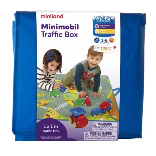 Covoras de joaca si cutie pentru jucarii Trafic Covoras de joaca si cutie pentru jucarii Trafic