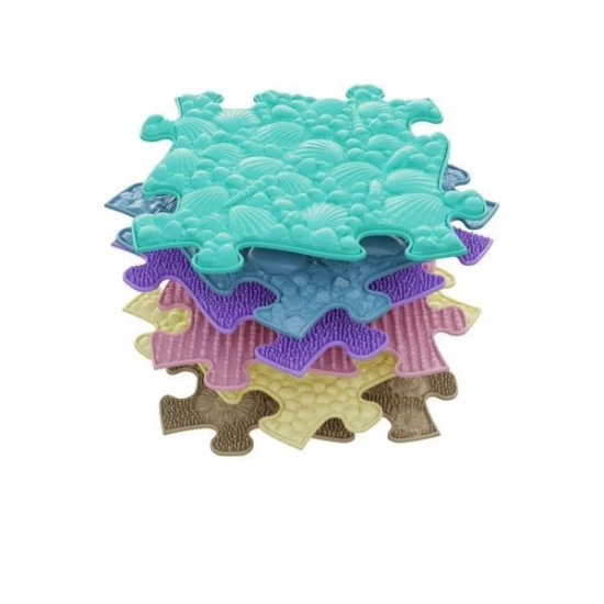 Covoras ortopedic senzorial puzzle Set B pastel pentru bebelusi 6 piese