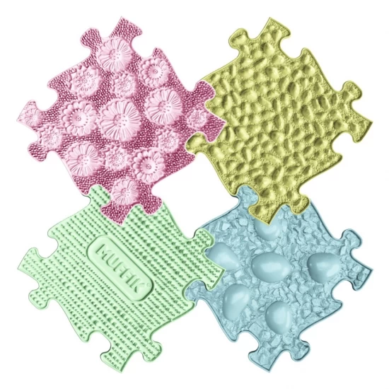 Covoras ortopedic senzorial puzzle Set Pastel Start 4 piese