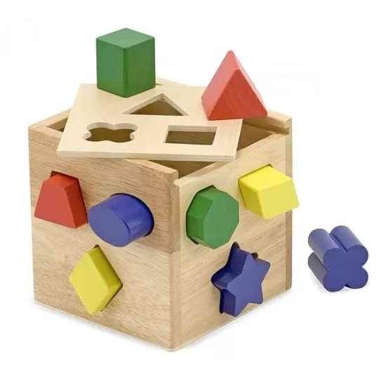Cub din lemn cu forme de sortat Melissa and Doug Cub din lemn cu forme de sortat Melissa and Doug