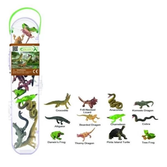 Cutie cu 12 minifigurine pictate manual Reptile si amfibieni A1194 Cutie cu 12 minifigurine pictate manual Reptile si amfibieni A1194