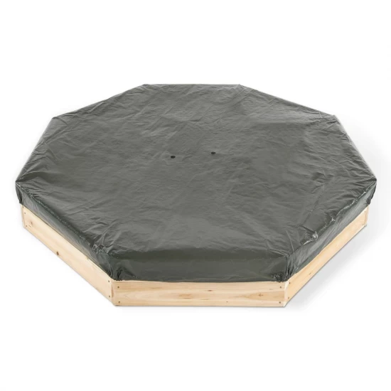 Cutie hexagonala din lemn pentru nisip Giant 150x150 cm cu bancute si prelata Cutie hexagonala din lemn pentru nisip Giant 150x150 cm cu bancute si prelata