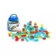 Joc de constructii cu 100 piese translucide Joc de constructii cu 100 piese translucide