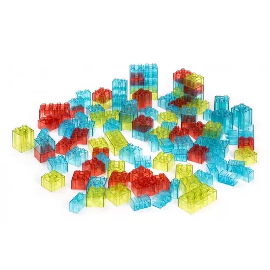 Joc de constructii cu 100 piese translucide Joc de constructii cu 100 piese translucide