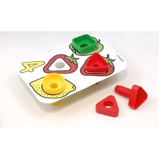 Joc de indemanare Suruburi si Piulite si cutie de depozitare Miniland Joc de indemanare Suruburi si Piulite si cutie de depozitare Miniland