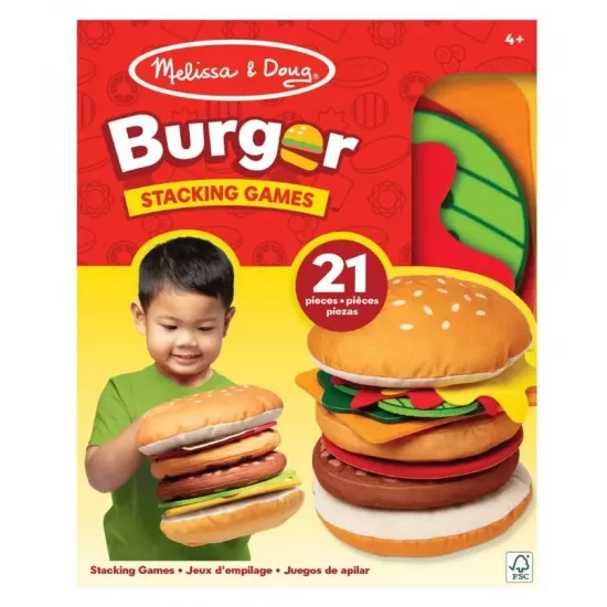 Joc educativ de stivuire si potrivire Burgerul gigant Joc educativ de stivuire si potrivire Burgerul gigant