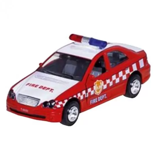 Masinuta die cast cu sunete si lumini, 15 cm, pompieri, rosie Masinuta die cast cu sunete si lumini, 15 cm, pompieri, rosie