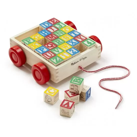 Carucior cu cuburi ABC Melissa and Doug Carucior cu cuburi ABC Melissa and Doug