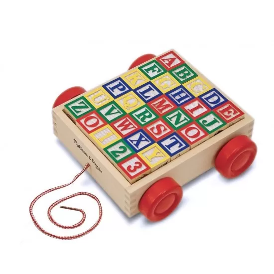 Carucior cu cuburi ABC Melissa and Doug Carucior cu cuburi ABC Melissa and Doug