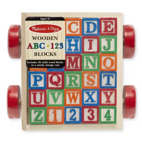 Carucior cu cuburi ABC Melissa and Doug Carucior cu cuburi ABC Melissa and Doug