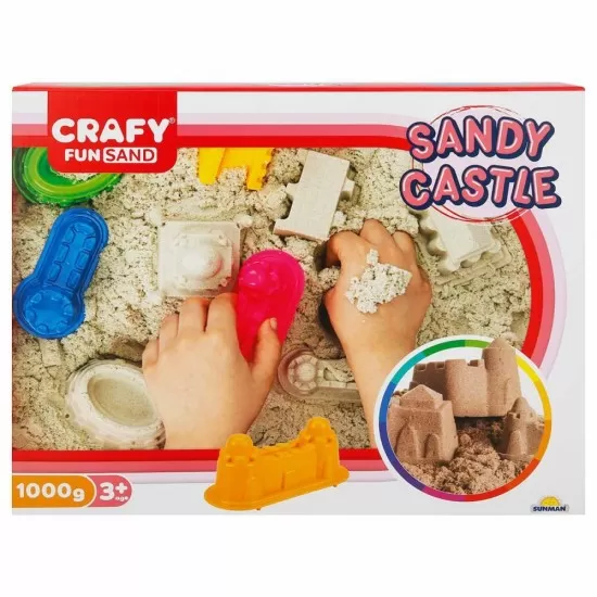 Nisip kinetic Fun Sand 1000 gr cu tavita si sabloane Castel Nisip kinetic Fun Sand 1000 gr cu tavita si sabloane Castel