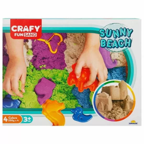 Nisip kinetic Fun Sand 1000 gr cu tavita si sabloane La Plaja Nisip kinetic Fun Sand 1000 gr cu tavita si sabloane La Plaja