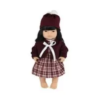 Papusa bebelus fetita asiatica 38 cm cu set imbracaminte pentru vreme rece