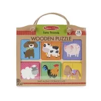 Primul meu puzzle eco din lemn Prieteni de la Ferma - Melissa and Doug