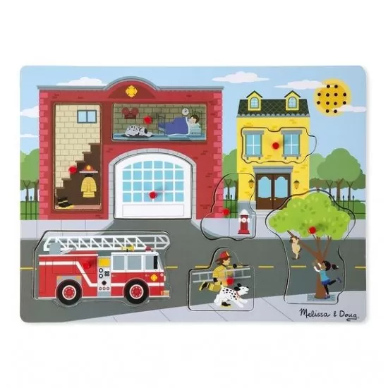 Puzzle cu sunete Brigada de pompieri Melissa and Doug 8 piese