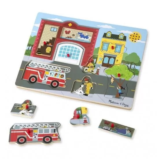 Puzzle cu sunete Brigada de pompieri Melissa and Doug 8 piese