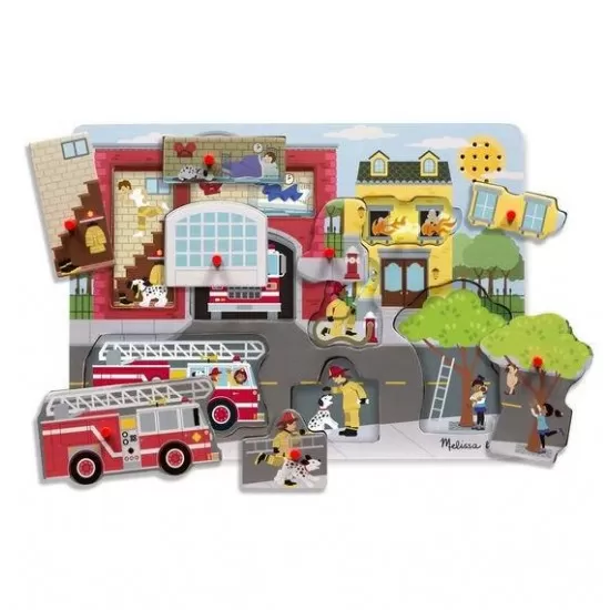 Puzzle cu sunete Brigada de pompieri Melissa and Doug 8 piese